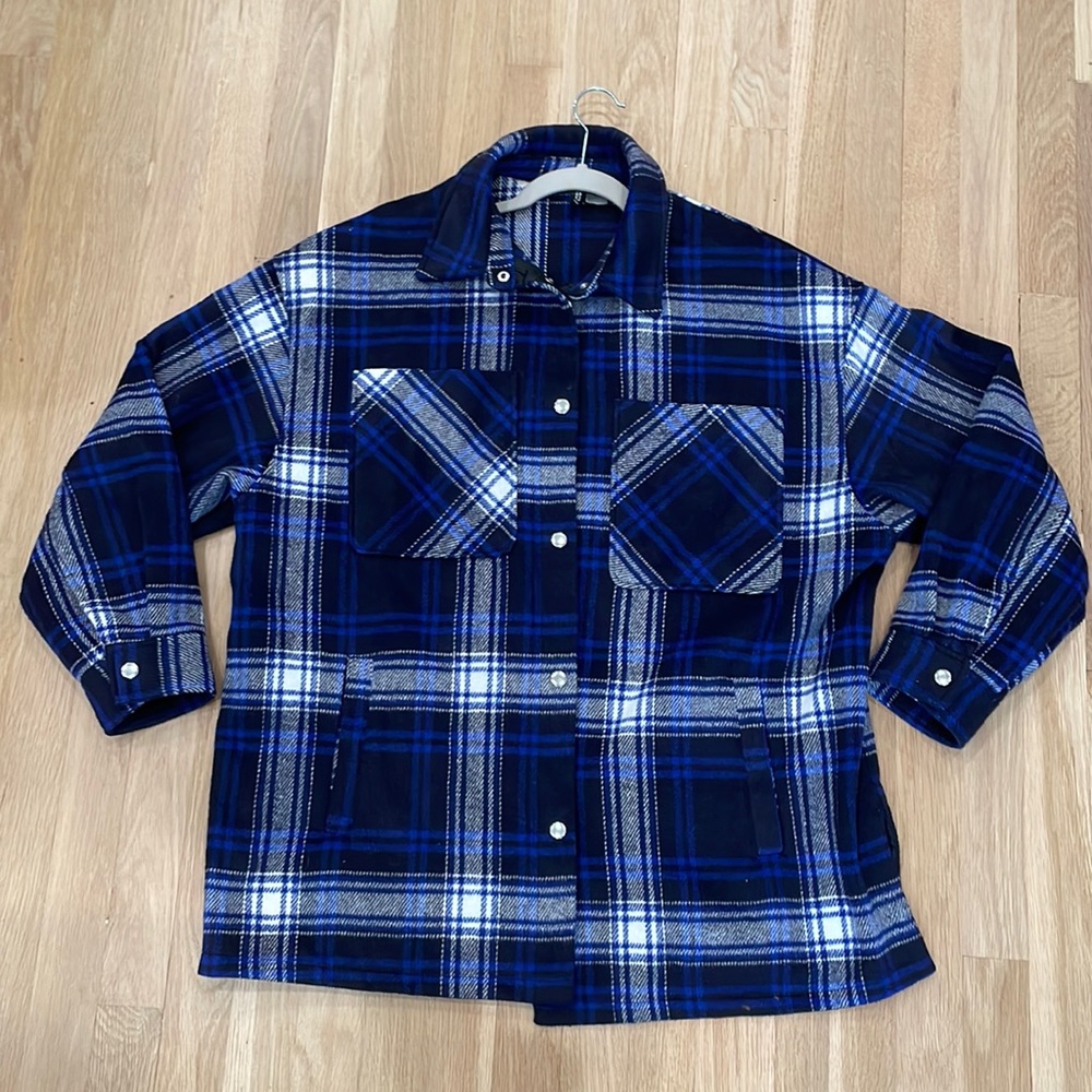 Women’s Blue Plaid Shacket H&M